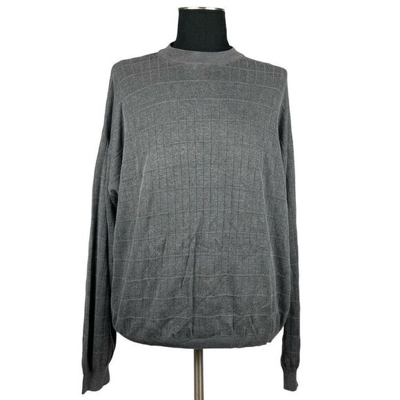 Pronto-Uomo Silk Cotton Checkered Knit Sweater - Men’s 2X - Picture 1 of 7